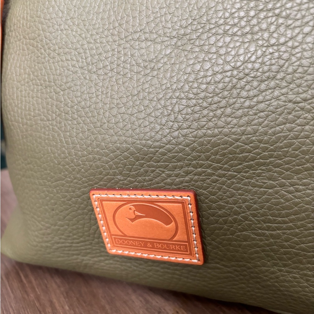 Dooney & Bourke Olive Green Leather Hobo with Tan Trim - Picture 6 of 16